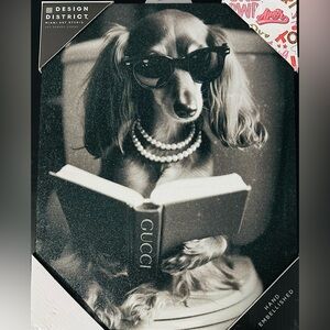NWT 💗🐾Gucci Black and White Dog Canvas Wall Art💎